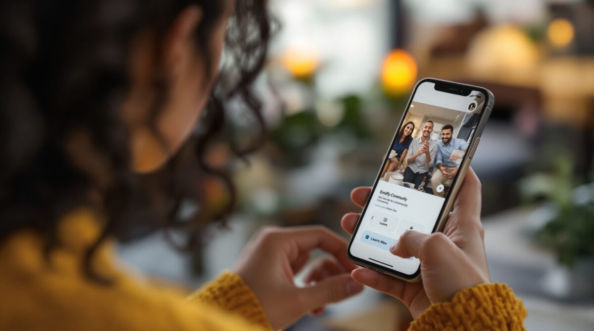 Mobile community app interface for member access
