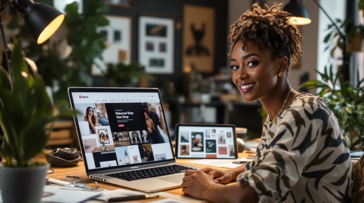 Online shop screen showing how artists can sell original work and products directly to buyers