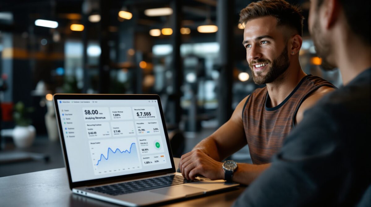 Analytics dashboard showing recurring revenue for a fitness business