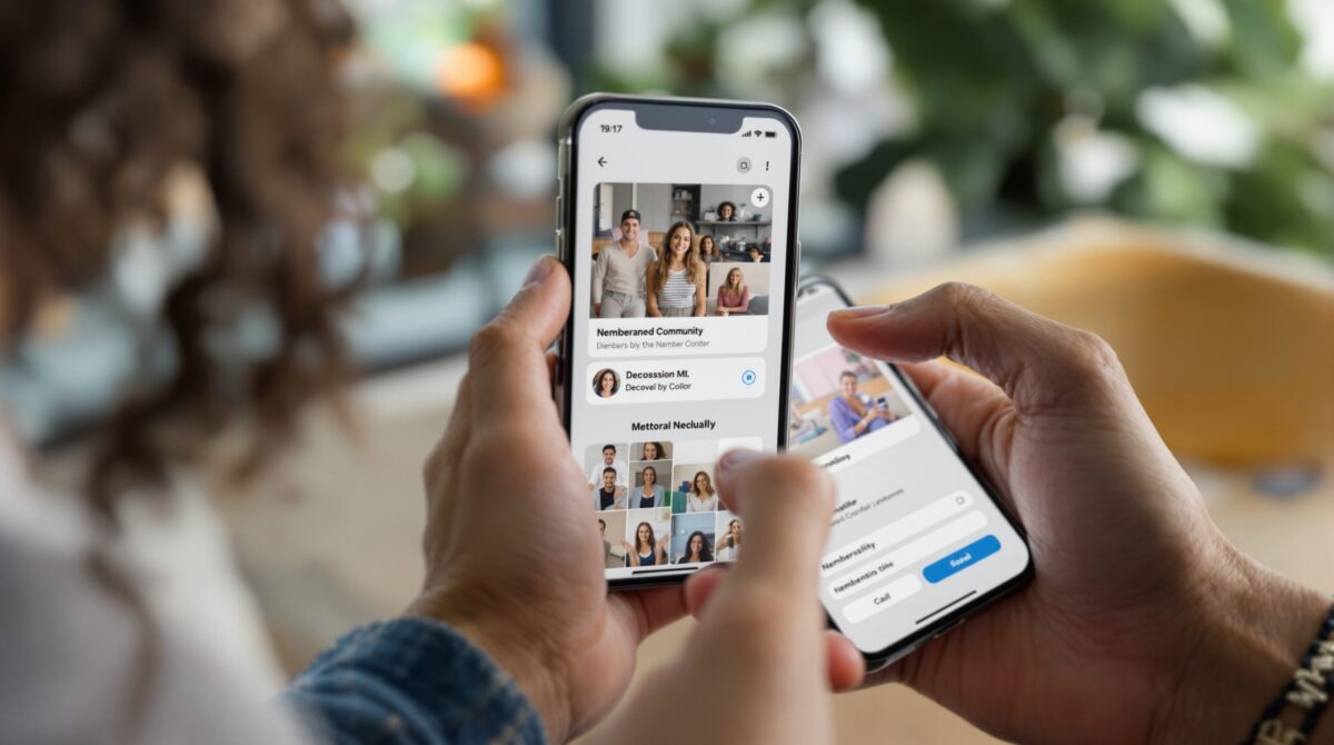 Mobile community app interface for member access