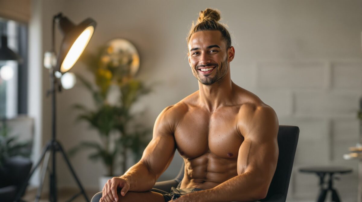 Fitness creator presenting a digital training program as a monetization model