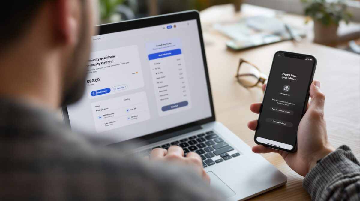 Online payment screen for community platform pricing