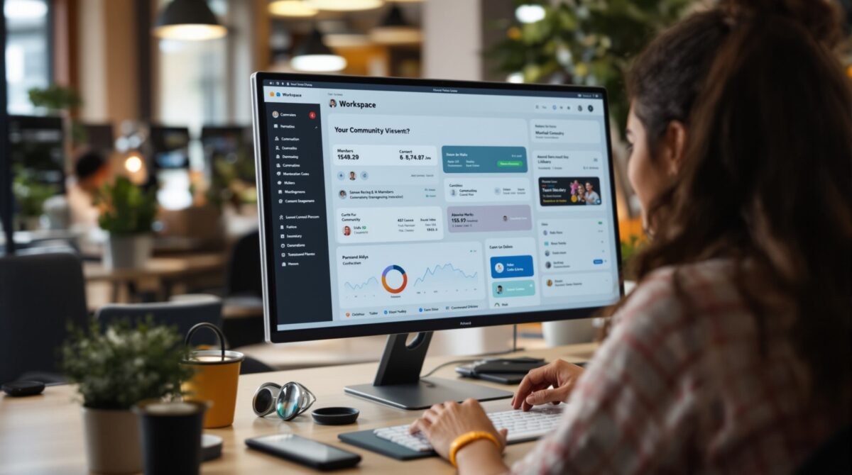 Workspace dashboard showing tools for community management and member access