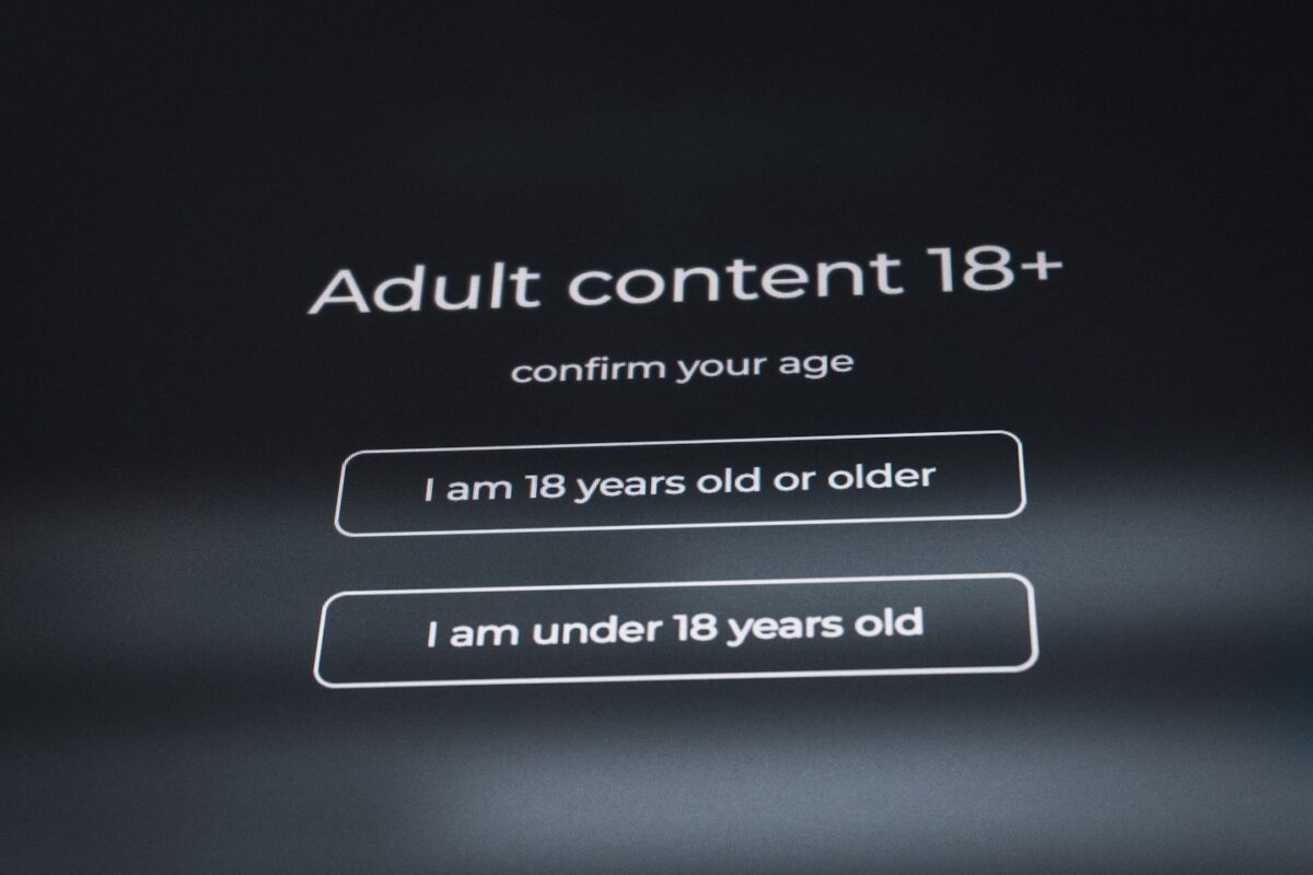 Age verification screen illustrating a compliance layer for an adult landing page